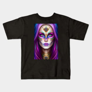 Sugar Skull Art - Woman in Makeup Kids T-Shirt